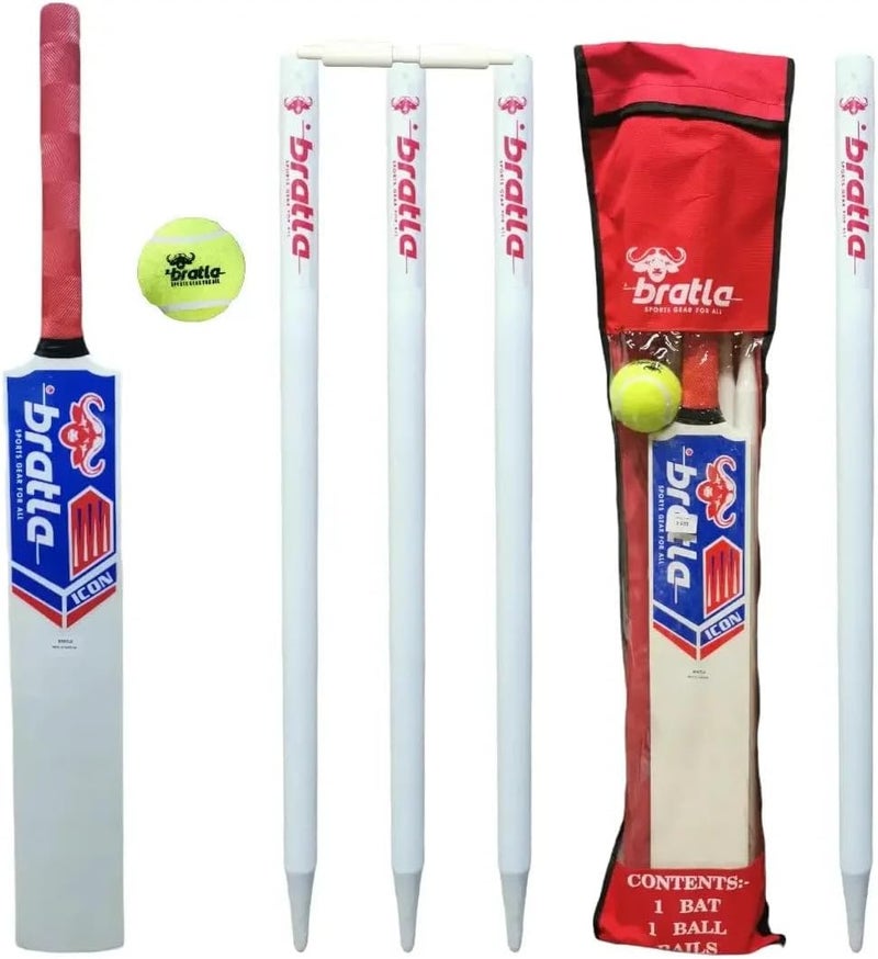 Bratla Complete Wooden Cricket Kit – Training Cricket Set with Bat, Tennis Ball, Stumps, Bail & Carry Bag – Available in Youth and Adult Sizes - Image 5
